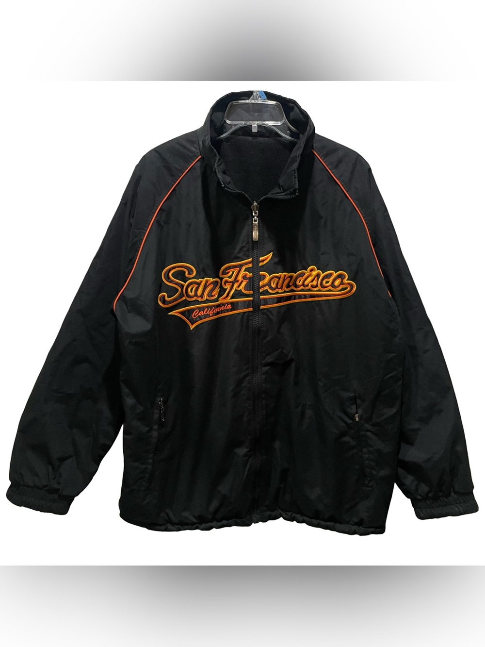 VTG Gogo Sports San Francisco Reversible Jacket Mens M Black Full Zip Mock Neck